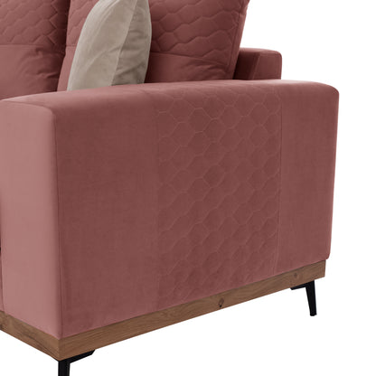 Portofino Corner Sofa, Dusty Pink, High Leg, 2pcs, Interchangeable, Stain-resistant, And Water-repellent Fab