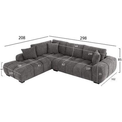 Corner Sofa (left) Coven Hm3266.03l Dark Grey Fabric 298x102-208x85hcm.