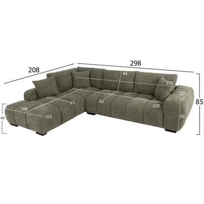 Corner Sofa (left) Coven Hm3266.04l Green Fabric 298x102-208x85hcm.