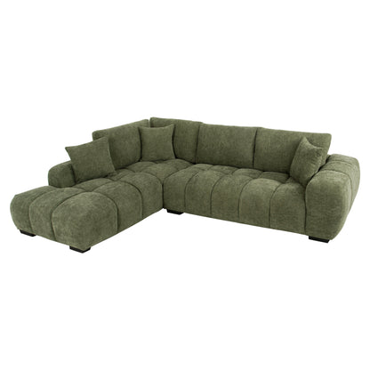 Corner Sofa (left) Coven Hm3266.14l Green Fabric 298x102-208x85hcm.
