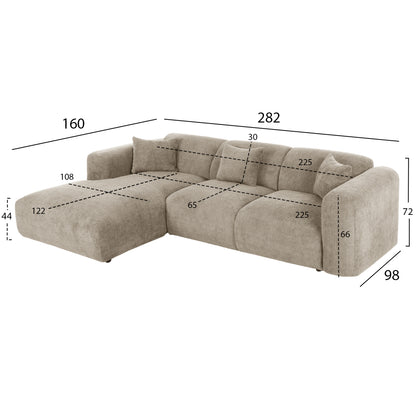 Corner Sofa (left) Bricken Hm3275.01l Beige Fabric 110-282x98-160x72hcm.