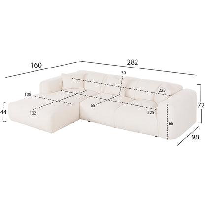 Corner Sofa (left) Bricken Hm3275.02l White Fabric 110-282x98-160x72hcm.