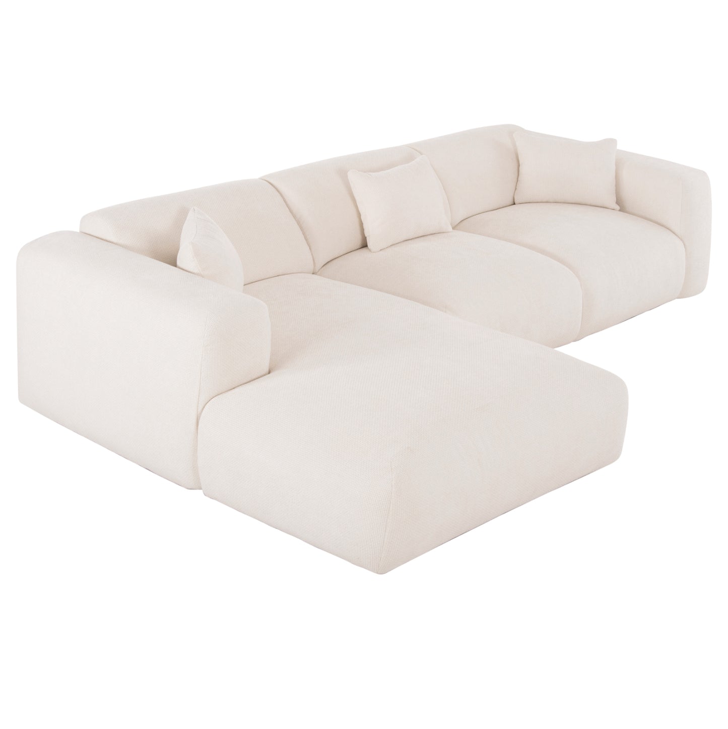 Corner Sofa (left) Bricken Hm3275.02l White Fabric 110-282x98-160x72hcm.
