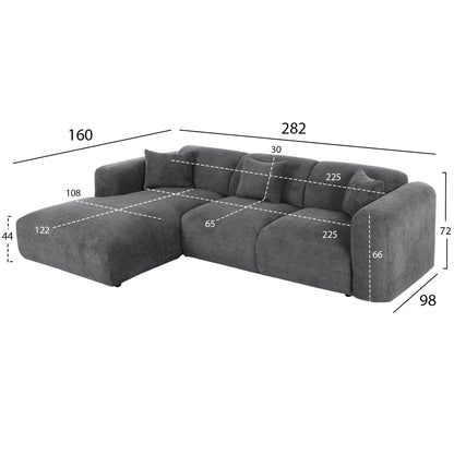 Corner Sofa (left) Bricken Hm3275.04l Anthracite Fabric 110-282x98-160x72hcm.