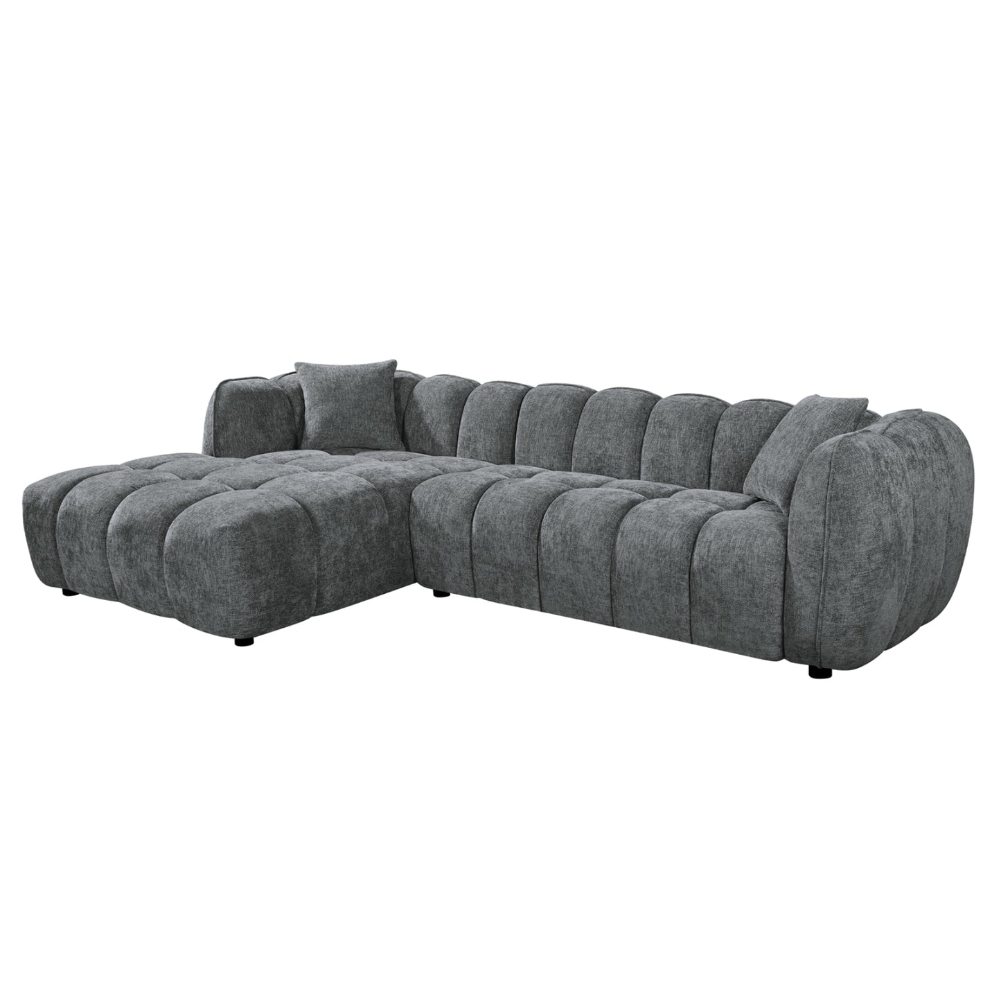 Corner Sofa (left) Lykke Hm3326.01l Grey Fabric 280x89-165(chaise)x70hcm.