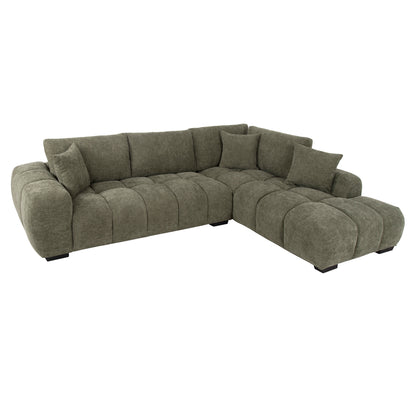 Corner Sofa (right) Coven Hm3266.04r Green Fabric 298x102-208x85hcm.