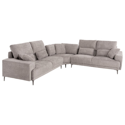 Corner Sofa Symmet Hm3269.01 Light Gray Fabric-glossy Anthracite Legs 314x314x90-102hcm.