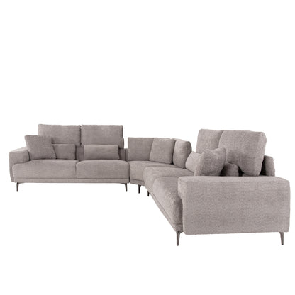 Corner Sofa Symmet Hm3269.01 Light Gray Fabric-glossy Anthracite Legs 314x314x90-102hcm.