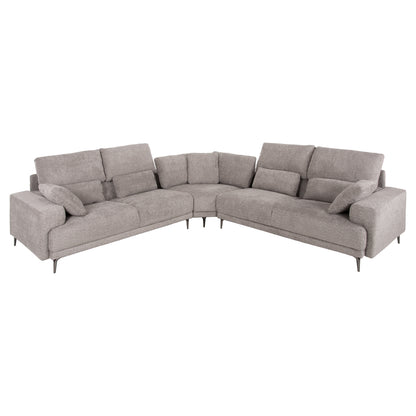 Corner Sofa Symmet Hm3269.01 Light Gray Fabric-glossy Anthracite Legs 314x314x90-102hcm.