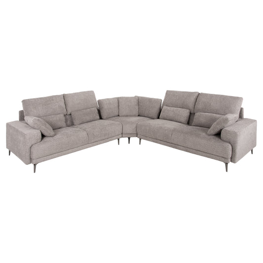 Corner Sofa Symmet Hm3269.01 Light Gray Fabric-glossy Anthracite Legs 314x314x90-102hcm.