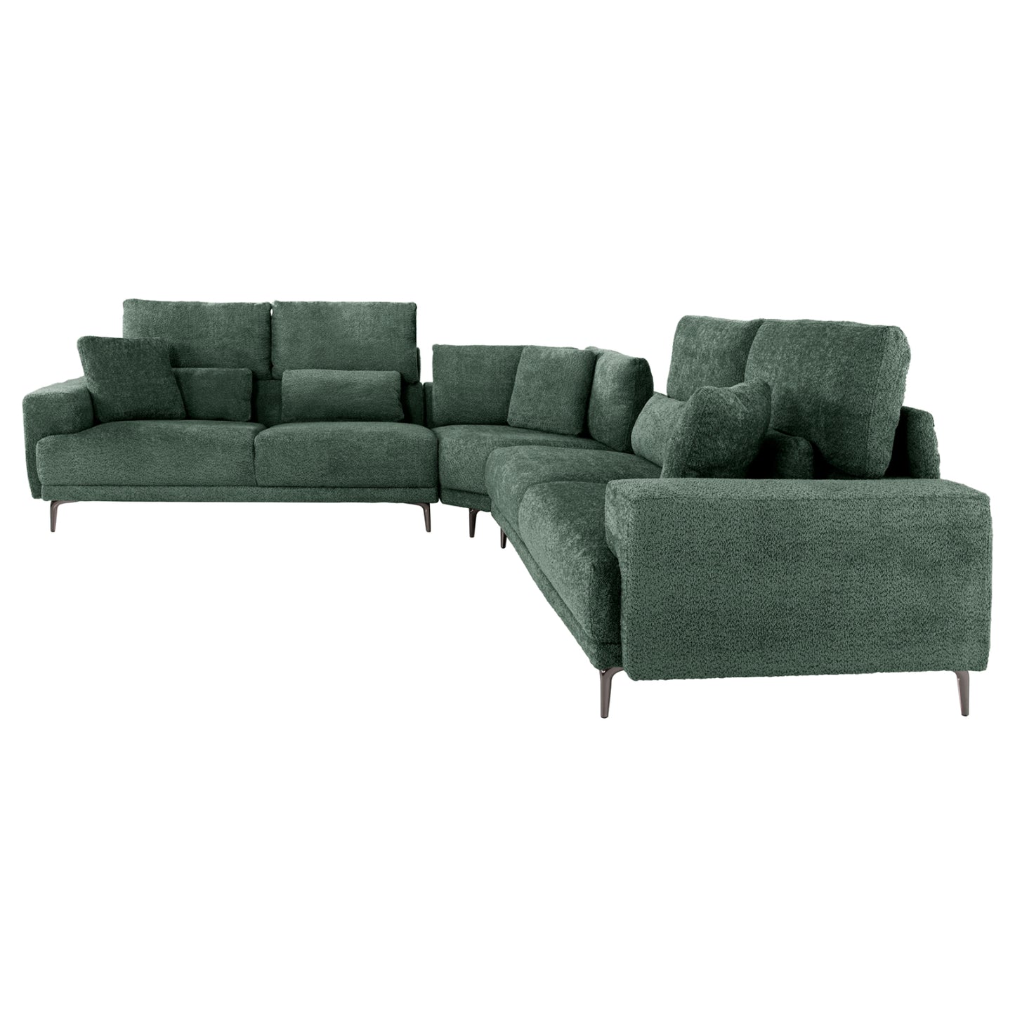 Corner Sofa Symmet Hm3269.05 Green Fabric-glossy Anthracite Legs 314x314x90-102hcm.