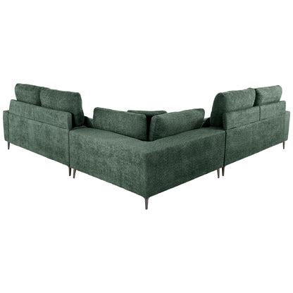 Corner Sofa Symmet Hm3269.05 Green Fabric-glossy Anthracite Legs 314x314x90-102hcm.