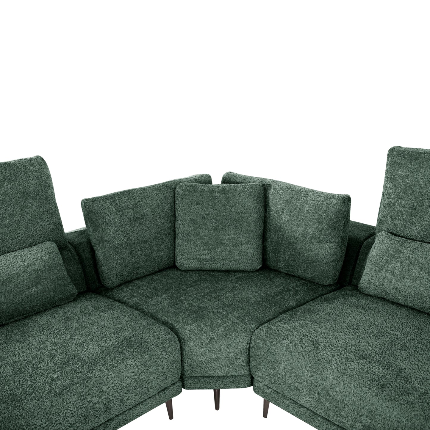 Corner Sofa Symmet Hm3269.05 Green Fabric-glossy Anthracite Legs 314x314x90-102hcm.