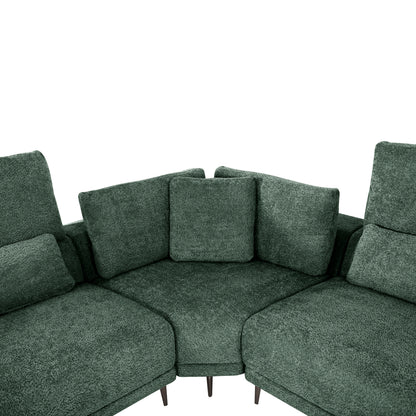 Corner Sofa Symmet Hm3269.05 Green Fabric-glossy Anthracite Legs 314x314x90-102hcm.