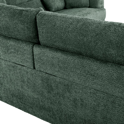 Corner Sofa Symmet Hm3269.05 Green Fabric-glossy Anthracite Legs 314x314x90-102hcm.