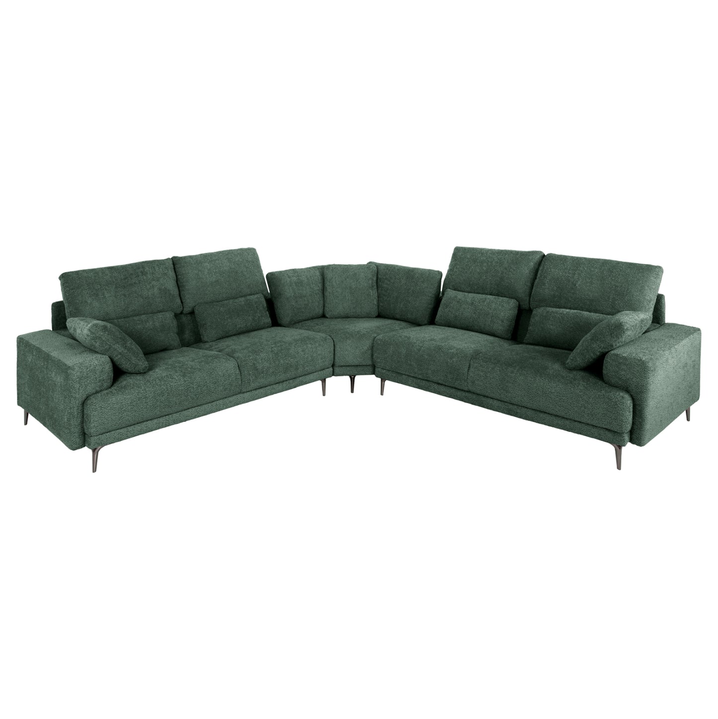 Corner Sofa Symmet Hm3269.05 Green Fabric-glossy Anthracite Legs 314x314x90-102hcm.