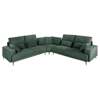 Corner Sofa Symmet Hm3269.05 Green Fabric-glossy Anthracite Legs 314x314x90-102hcm.