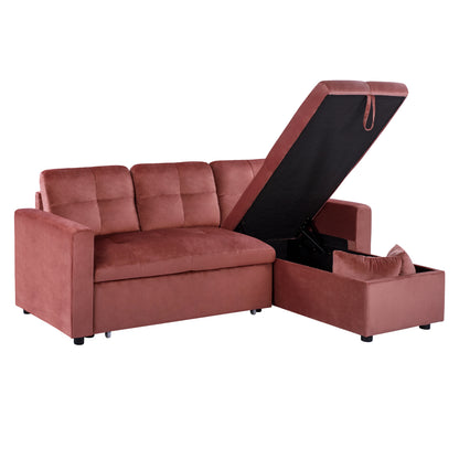 Corner Sofa Bed Velvet Dusty Pink Wayne 224x147x85cm. Hm3028.12