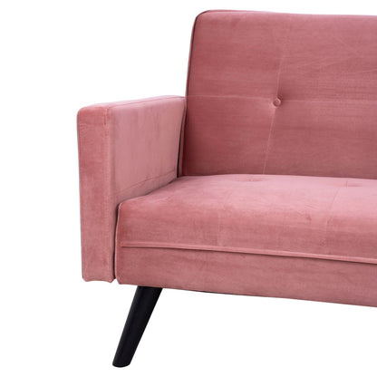 Corner Sofa Bed Velvet Dusty Pink With Footrest 211x158x83y Cm.hm3151.02