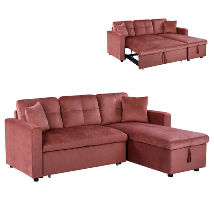 Corner Sofa Bed Velvet Dusty Pink Wayne 224x147x85cm. Hm3028.12