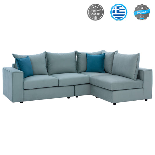 Corner Sofa “monza”, Interchangeable, 3 Pcs, Pistachio Green, Stain-resistant, Water-repellent
