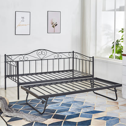 Hm571.01 Maeko Sofa Bed, 190x90, Black+auxiliary Bed 85x185, Metal