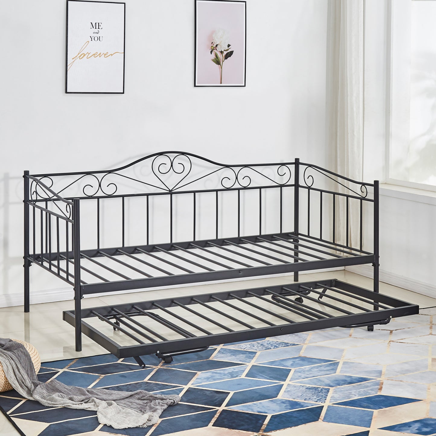 Hm571.01 Maeko Sofa Bed, 190x90, Black+auxiliary Bed 85x185, Metal