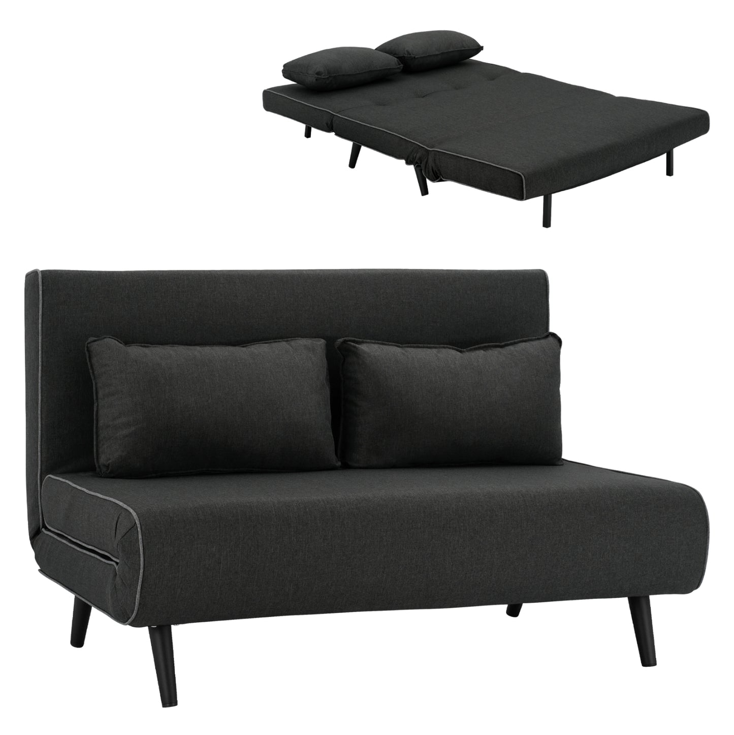 Sofabed For 2 People Asma Hm3077.03 Fabric In Dark Grey 140x80x77hcm.