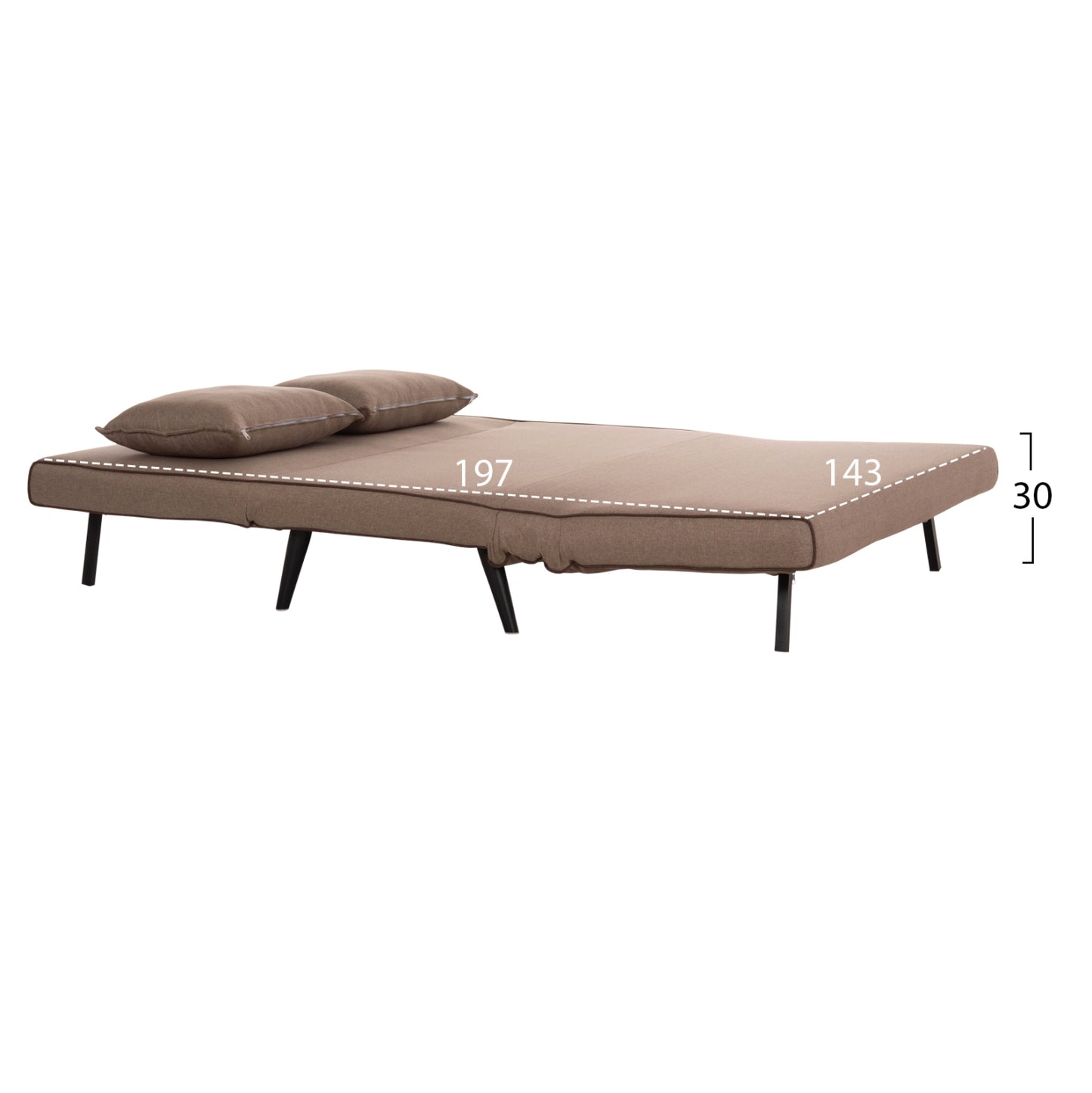 Sofabed For 2 People Asma Hm3077.07 Fabric In Dark Beige 143x78x84hcm.