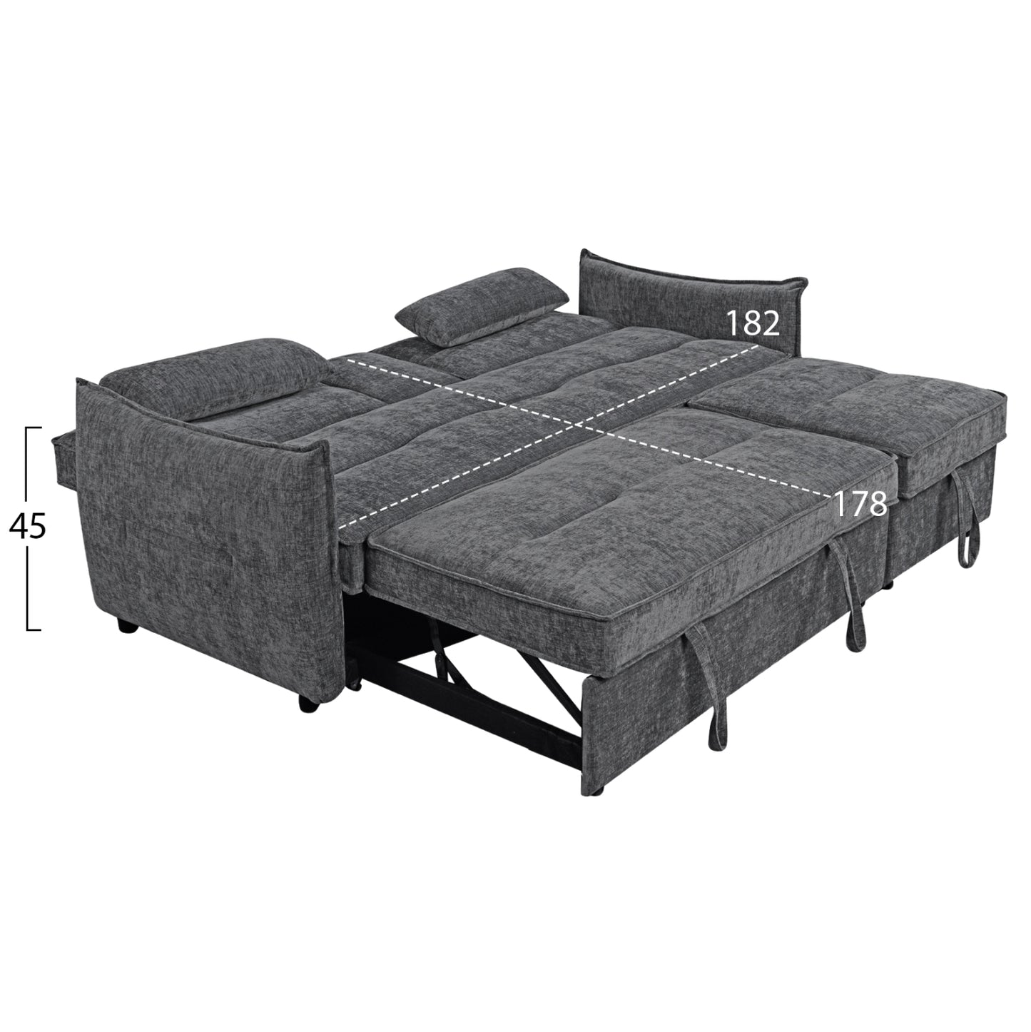 Sofabed Multiform 2-seater Velar Hm3305.01 Grey Fabric 208x86x85hcm.