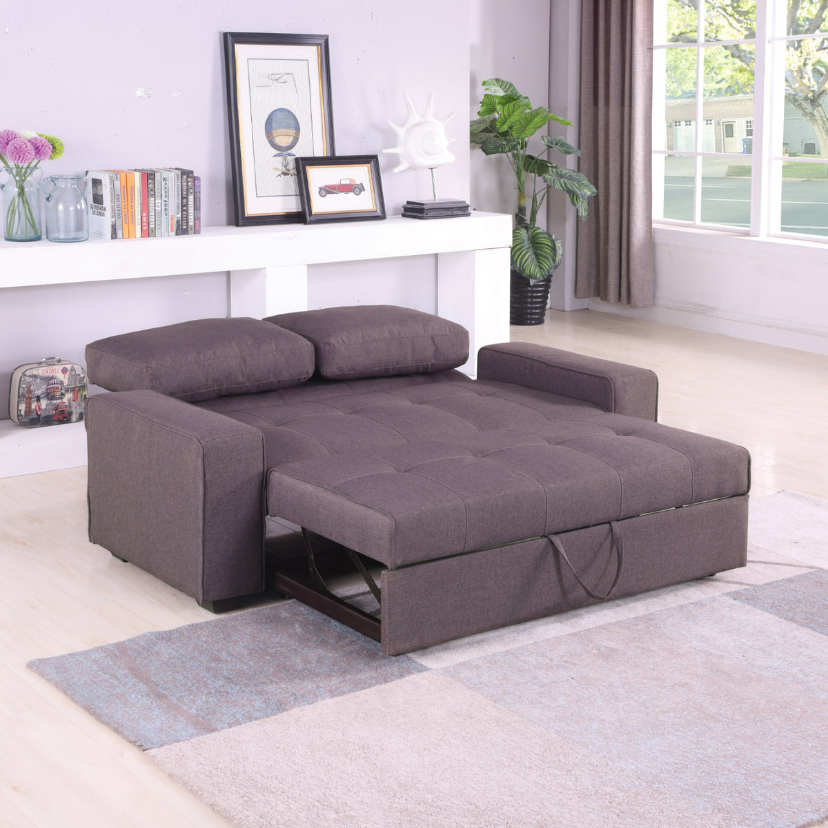 Sofa/bed Kanna 2 Seater Hm3082.01 With Brown Fabric 176x102x91Ηcm