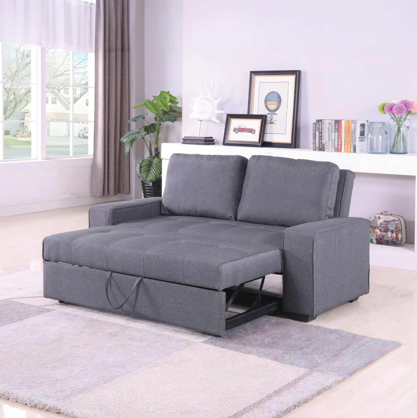 Sofa/bed Kanna 2 Seater Hm3082.10 With Grey Fabric 176x102x91Ηcm