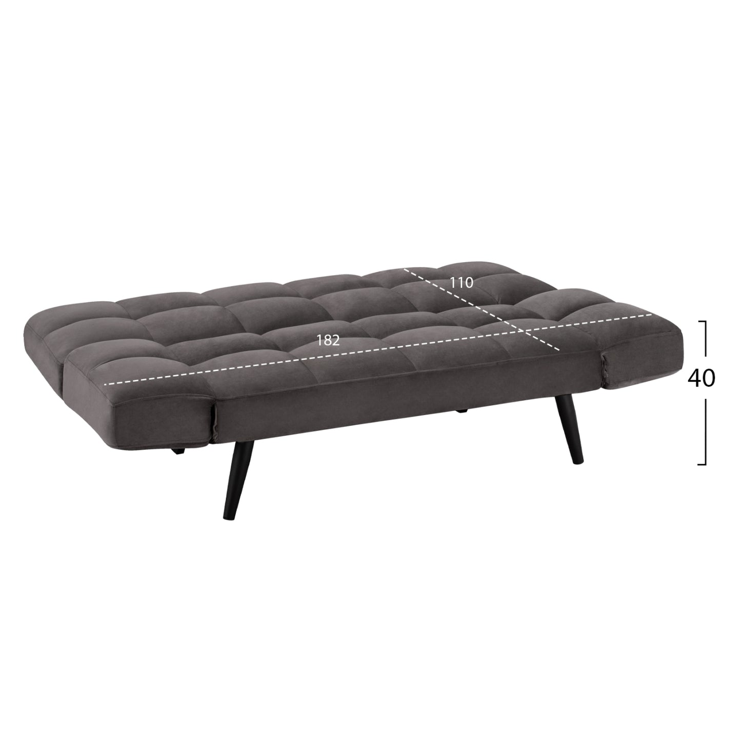Sofa Bed 3 Seater From Velvet Grey Hm3167.01 182x80x88cm