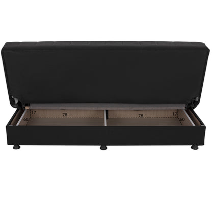 Hm3239.01 Andri Three-seater Sofa-bed, Black Fabric, Short Legs, Without Arms