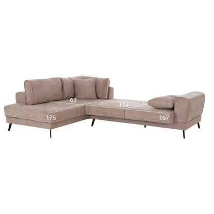 Corner Sofabed (left) Zenora Hm3337.03l Beige Fabric 303x214x80hcm