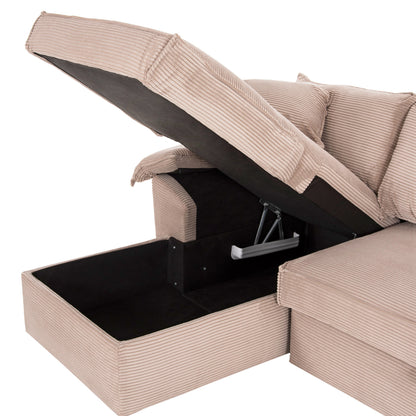 Corner (left) Sofa-bed With Storage Space Aldo Hm3276.01l Beige Fabric 256x91-159x87hcm.