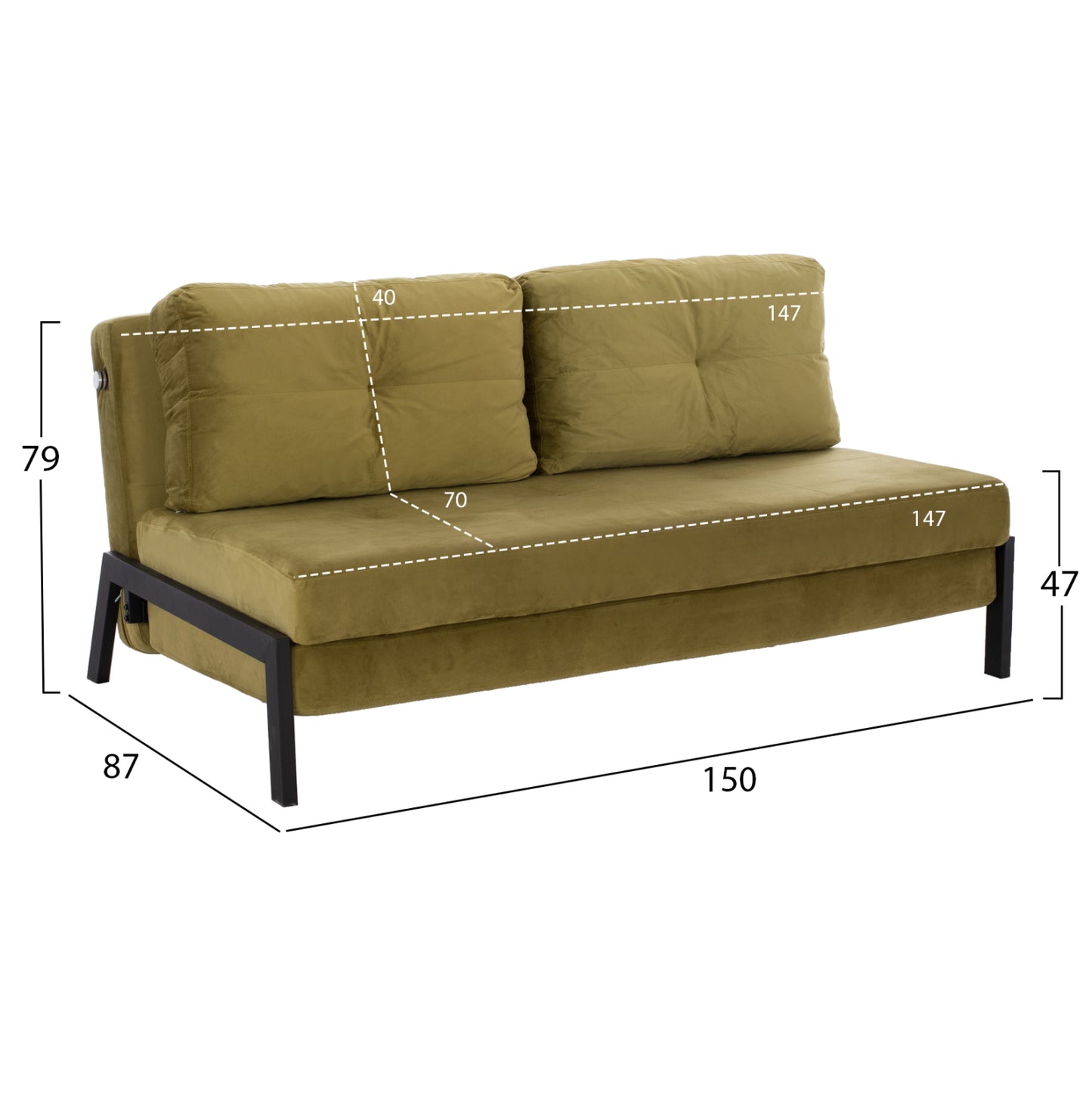 Sofa Bed Constance Hm3079.13 Velvet Olive Green 150x87x79 Cm.