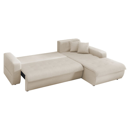 Corner Sofabed Right Kanso Hm3338.03r Beige Fabric 244x188x80hcm.