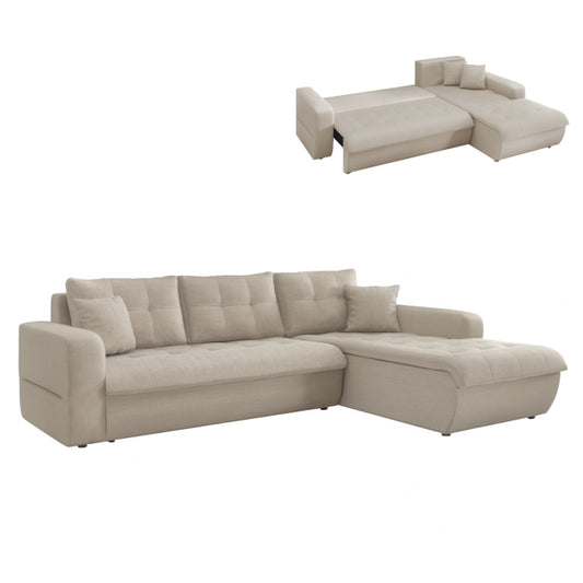 CORNER SOFABED RIGHT FB93338.03R BEIGE FABRIC 244x188x80Hcm.