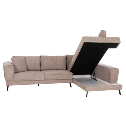 Corner Sofabed (right) Zenora Hm3337.03r Beige Fabric 303x214x80hcm
