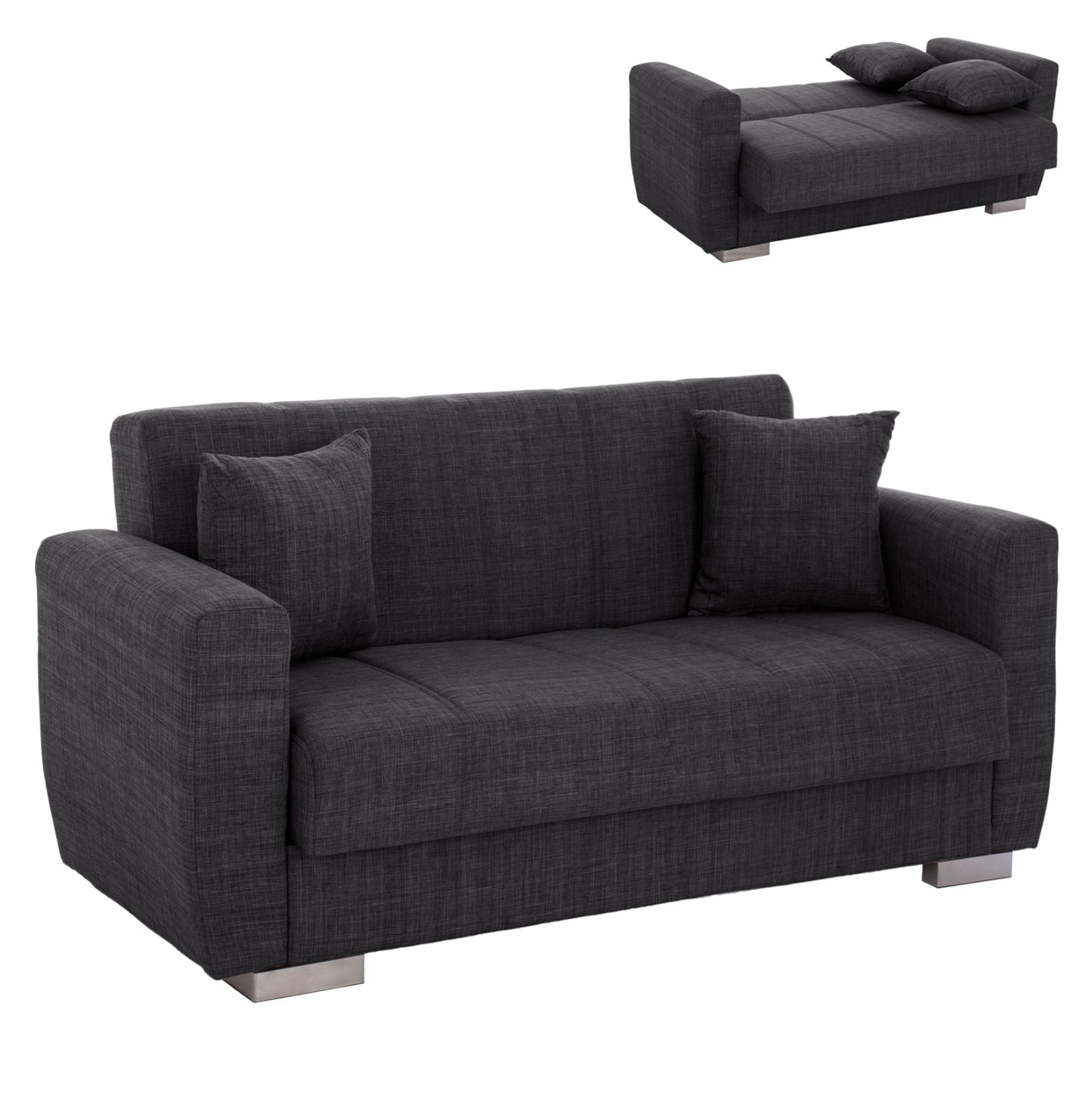 Hm3241.03, 2-seater Sofa-bed, Grey, 153x87x77hcm