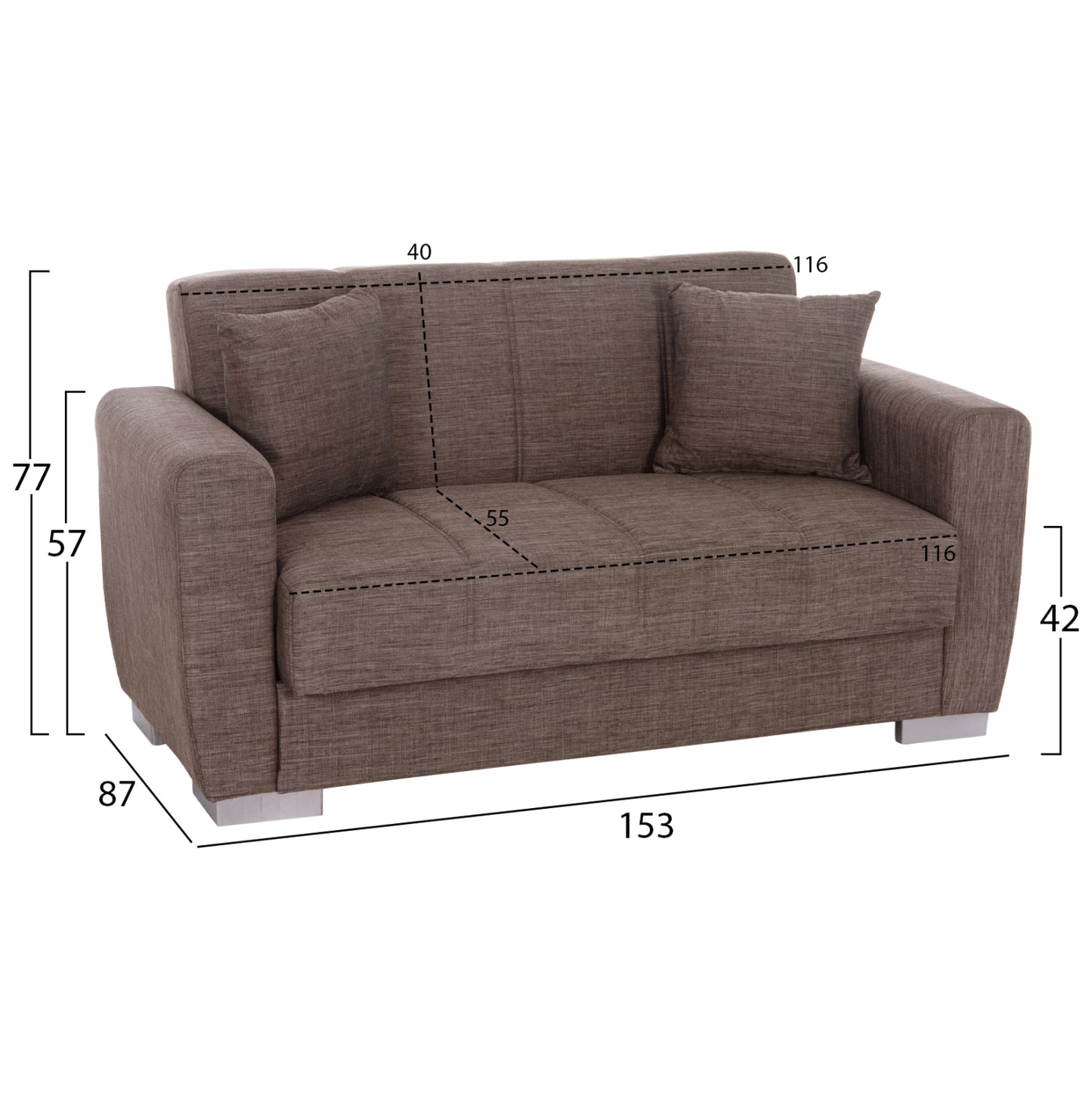 Hm3241.02 Sofa-bed, 150x84x88cm, Beige, 2-seater