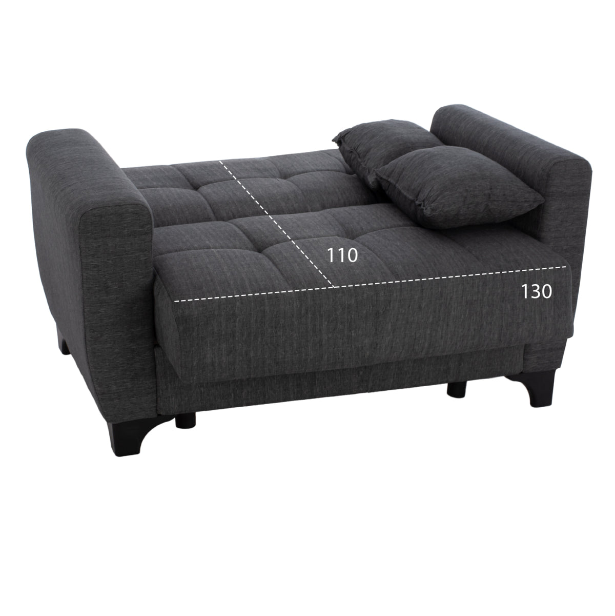 Hm3243.03 2-seater Sofa-bed, Tall Back, Grey, 160x84x88cm