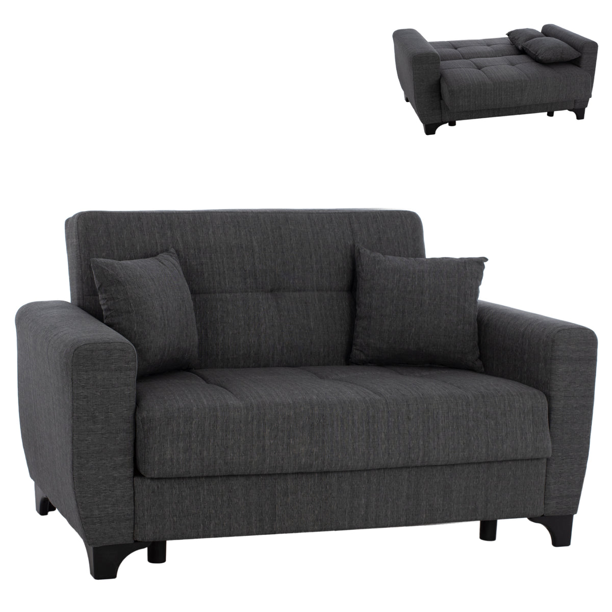 Hm3243.03 2-seater Sofa-bed, Tall Back, Grey, 160x84x88cm