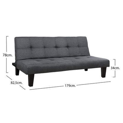 Sofa/bed Hm3000.02 Grey Fabric 180x82.5x78Υ εκ.