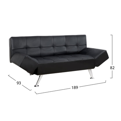 Sofa/bed Hm3001.02 Thom With Folding Arms Black Pu 189x93x82 Cm