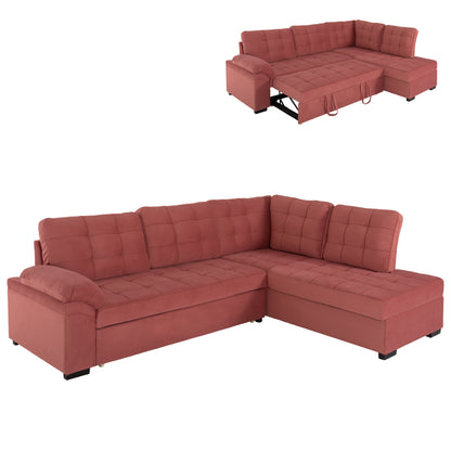 Sofabed Right Corner Jade Hm3144.03r Dusty Pink Velvet 250x80-180x73-88hcm.