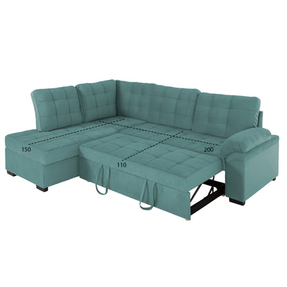 Sofabed Left Corner Jade Hm3144.04l Seafoam Green Velvet 250x80-180x73-88hcm.