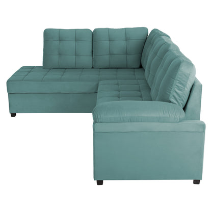 Sofabed Left Corner Jade Hm3144.04l Seafoam Green Velvet 250x80-180x73-88hcm.