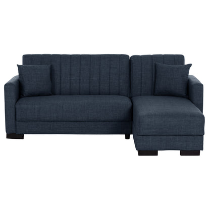 Corner Sofa-bed Ghufran Hm3244.07 Reversible With Storage Space-blue Fabric 202x140x78hcm.